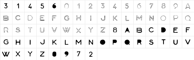 Normograph Black & White Regular  glyph index
