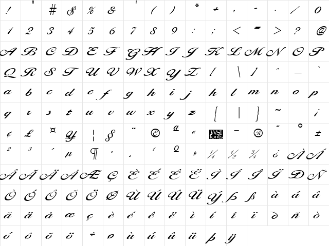 Larisima Regular  glyph index