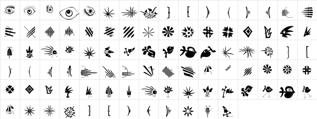 TypoPieces Regular  glyph index
