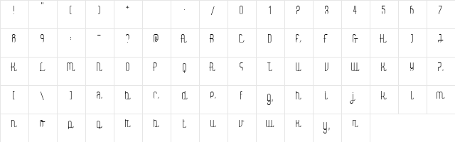 Digital Kauno Regular  glyph index