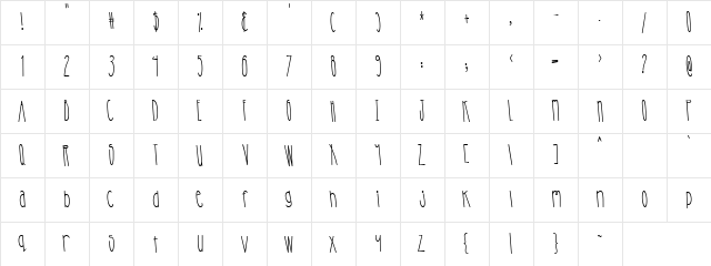 LD Stretch Regular  glyph index