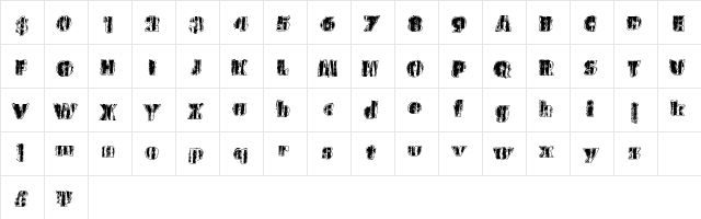 UrbanAnimal Regular  glyph index