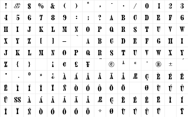 HubbubCapsSSK Regular  glyph index