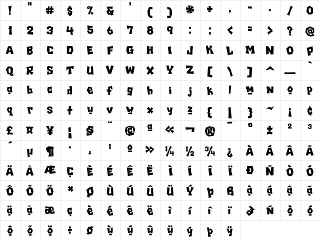 ChiladaICG Uno  glyph index