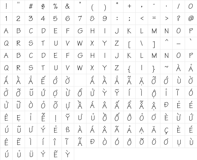 VPS Bien Hoa Hoa Regular  glyph index