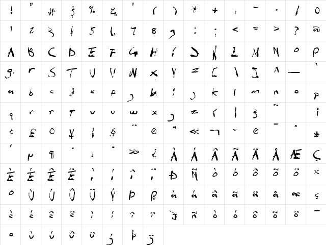 InXanthumGum Regular  glyph index