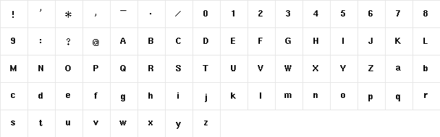 Final Fantasy 1 PSXb Regular  glyph index