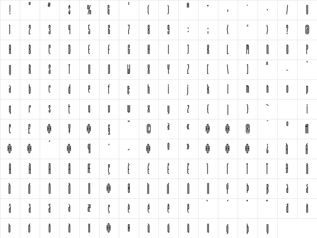 Dome Text  glyph index