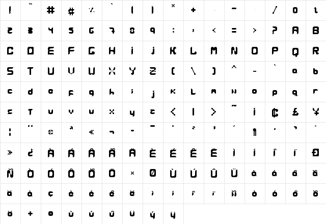 ONEbyRA Regular  glyph index