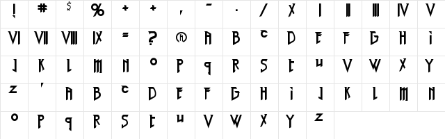Red Right Hand Regular  glyph index