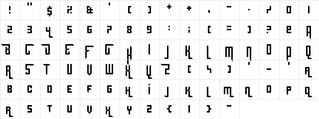 Gridlocked Regular  glyph index