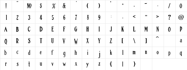 LHF Condensed French | ATK Regular  glyph index