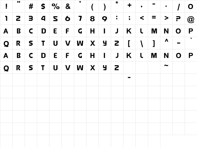 NewWGL4Font Regular  glyph index