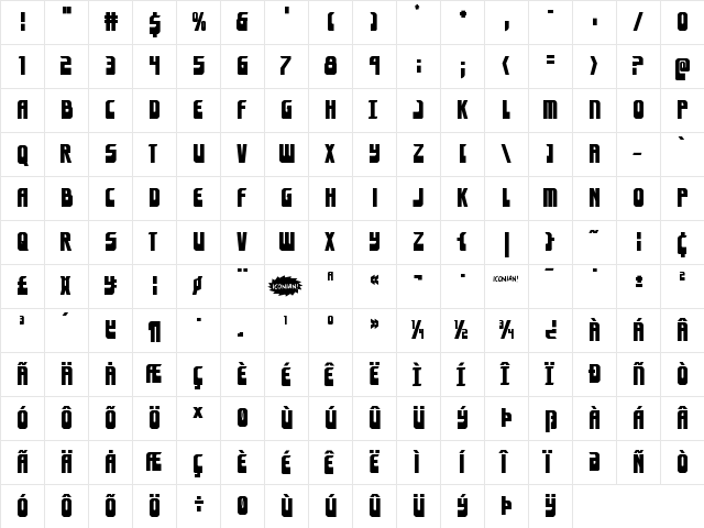 Eldebaran Regular  glyph index