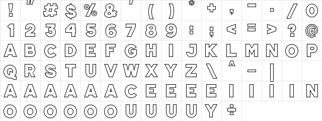 JUNAR OUTLINE JUNAR OUTLINE Regular  glyph index