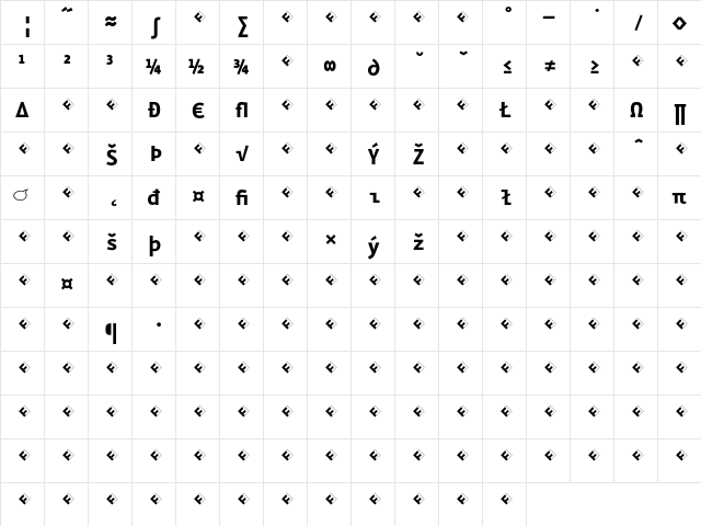 Eureka Mono Exp Bold  glyph index