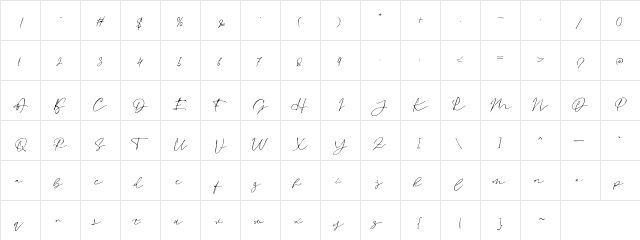 Revalina DEMO Regular  glyph index