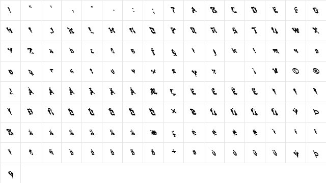 FZ WACKY 44 LEFTY Normal  glyph index