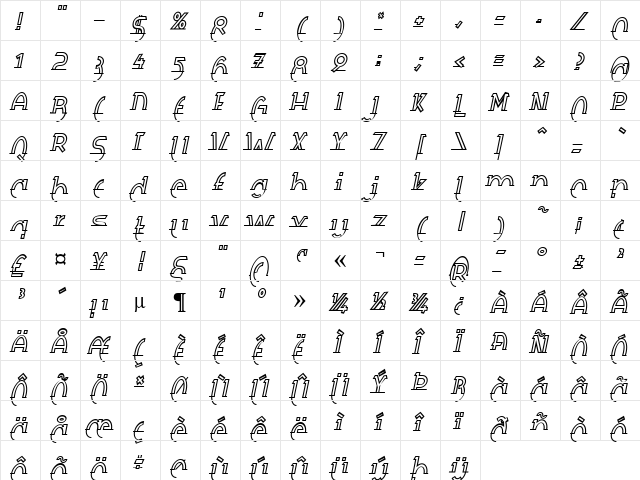 Rapierhard Becker Normal  glyph index