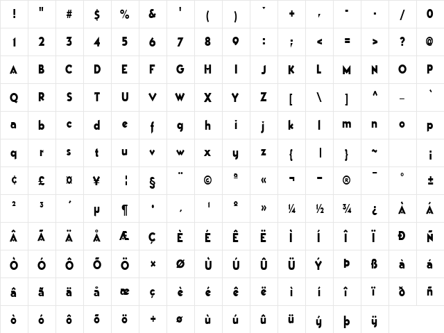 BestSevenFont77 Regular  glyph index