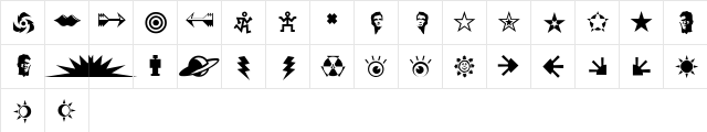 Arcturus Regular  glyph index