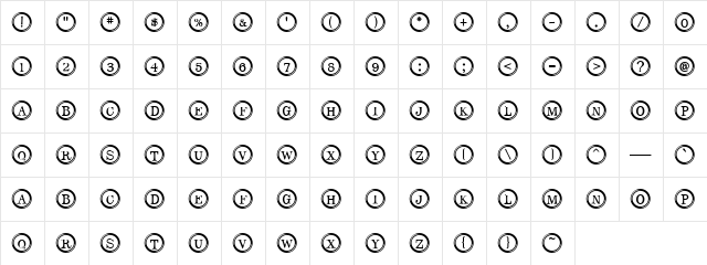 Type Keys Regular  glyph index