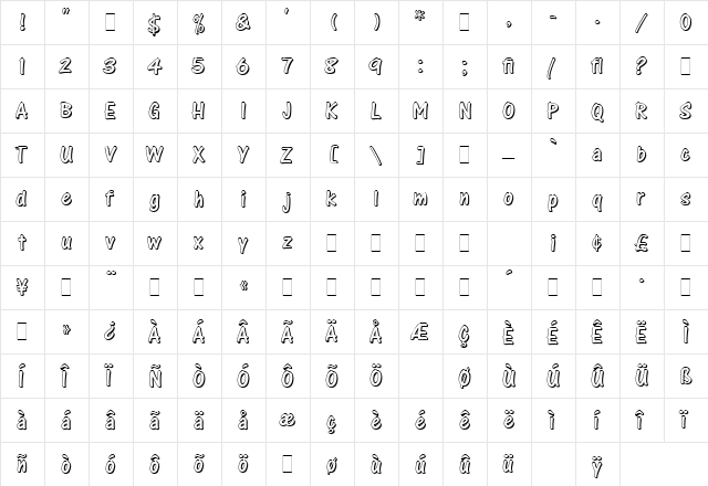 One Stroke Script Shaded LET Plain  glyph index