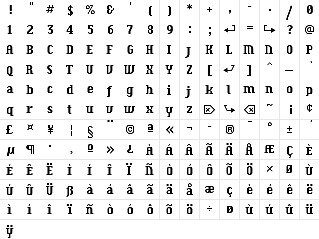 F2FCzykago LT Std Semiserif Regular  glyph index