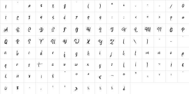 Roasttery  Free Personal Use Regular  glyph index