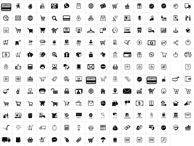 E-commerce Regular  glyph index