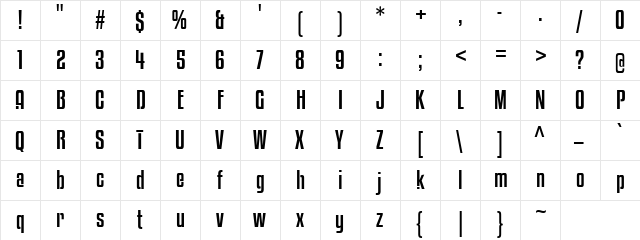 Wizardless Regular  glyph index