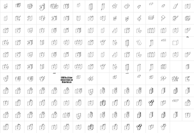 BlockedOutline Regular  glyph index
