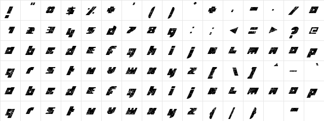 Quird Italic  glyph index