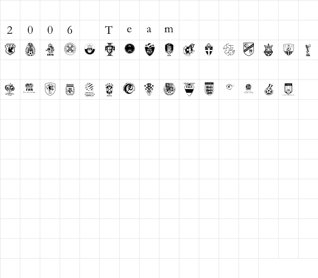 2006 Team Regular  glyph index