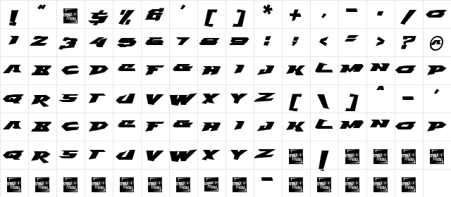 Fear No More Regular  glyph index