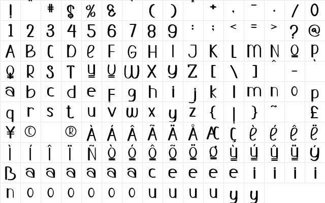 PAPER NOTE Regular  glyph index