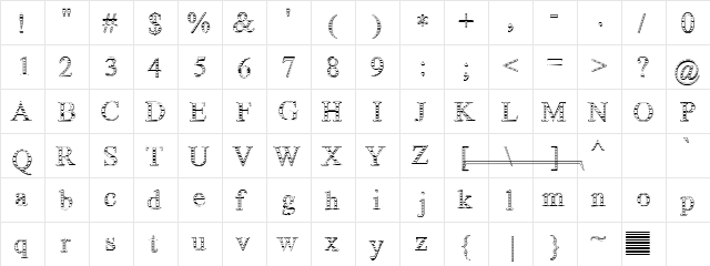 Chromium_ Regular  glyph index
