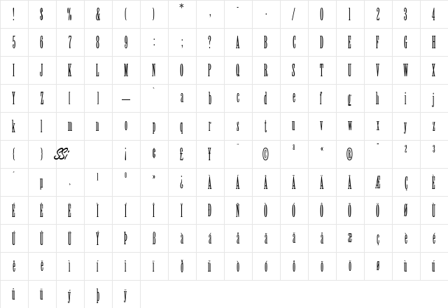 Elven SSi Light  glyph index