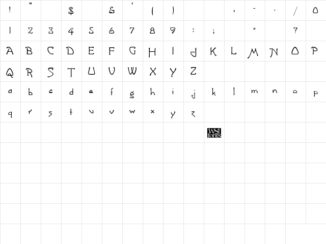 Lublick Regular  glyph index