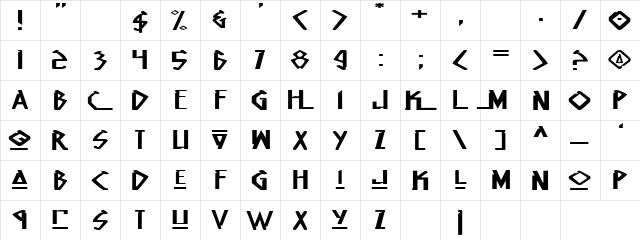 KB 125 Regular  glyph index