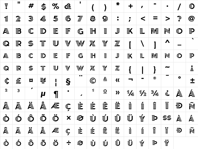 Juanita Deco ITC Std Regular  glyph index