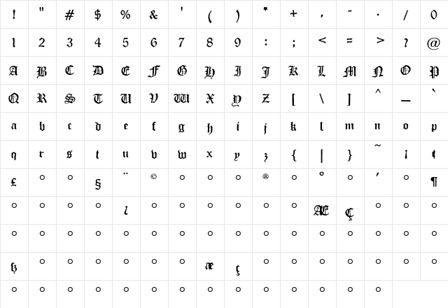 Flyerfonts Malfunction  glyph index