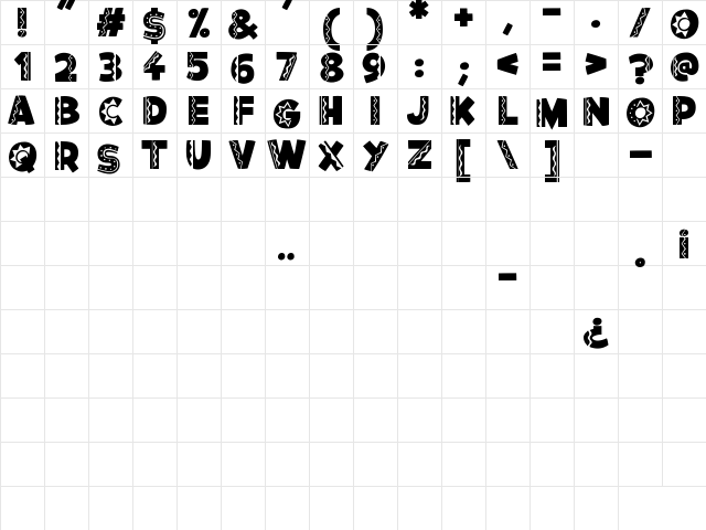 Tacos de Tijuana Regular  glyph index