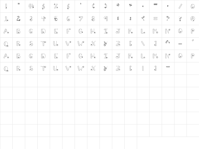 LD Luv 'n Lace Regular  glyph index