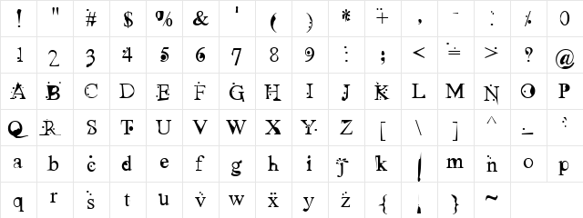 Dawns Regular  glyph index