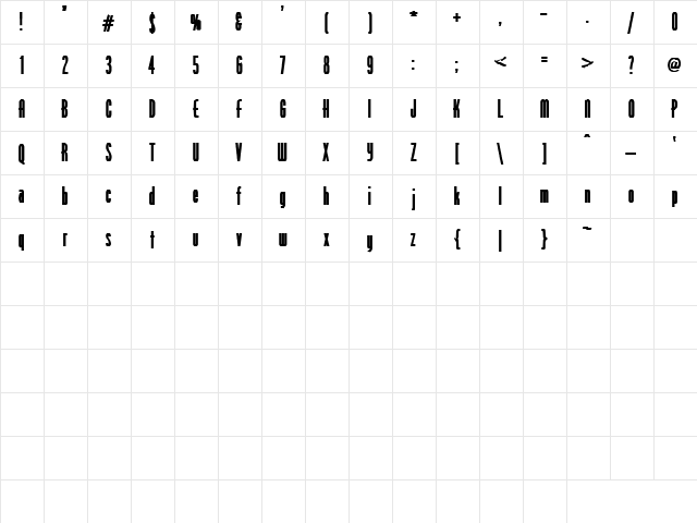 Joe 3 Regular  glyph index