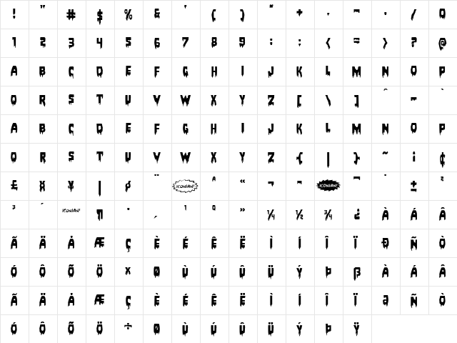 Bloodlust Expanded Expanded  glyph index