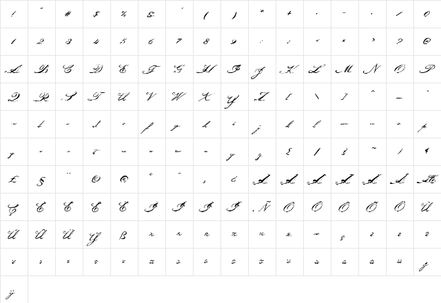OldGlory Regular  glyph index