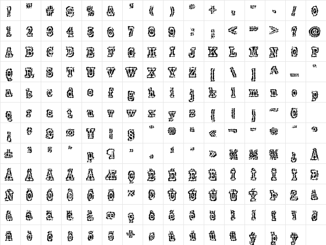 TexasWilly 'Tracing' Regular  glyph index