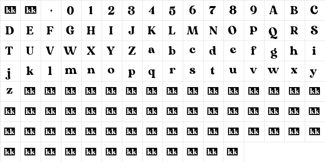 Mogena Regular  glyph index